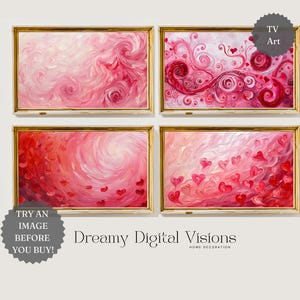 Valentines Day Samsung Frame Tv Art, Set of 4, Romantic Frame Tv Art, Love Hearts Tv Art, Farmhouse Frame Tv, Valentines Day Decor