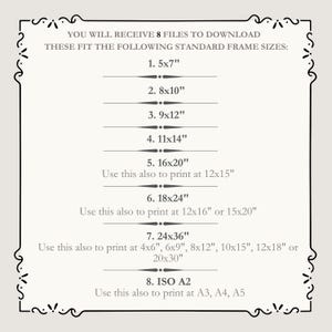 A list of all the different sizes this print can be printed in: 4x6,6x9, 8x12, 10x15, 12x18, 16x24, 20x30, 24x36, 6x8, 9x12, 12x16, 15x20, 18x24, 4x5, 8x10, 12x15, 16x20, A2, A3, A4, A5, 5x7, 11x14