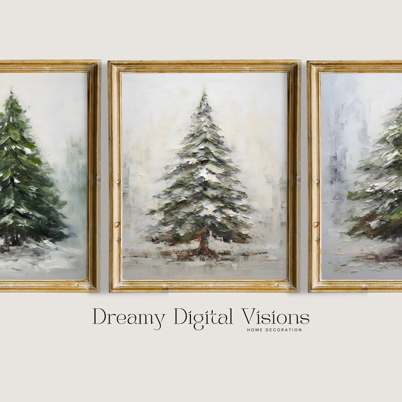 Winter Evergreen Tree Xmas Decor Wall Art Posters