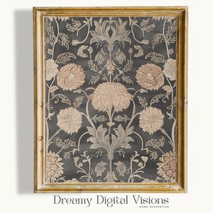 Vintage Floral Tapestry Wall Art, Neutral Textile Art, Modern Farmhouse Decor, Vintage Floral Print, Digital Download | 33