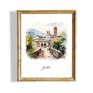 Italian Watercolor Set of 6 Digital Prints - Italy Landscapes, Positano, Gubbio, Bellagio, Venice, San Gimignano, Camogli, Italy Wall Art