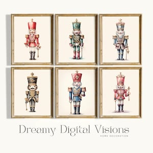 Set of 6 Classic Nutcracker Christmas Prints, Traditional Christmas Wall Art, Playroom Christmas Decor, Christmas Gallery Wall, Vintage Xmas