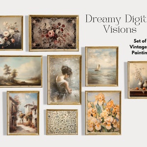Elegant Home Decor Vintage Wall Prints Set of 9, Rustic Wall Art Digital Print Bundle, Neutral Tones Gallery Set, Printable Vintage Art