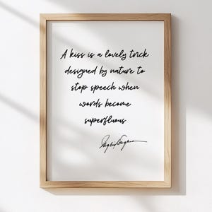 Love Quote Digital Print A Kiss is just a trick, Quick Anniversary Gift, Printable Love Letter, Romantic Print, Printable Quote, Quote Print