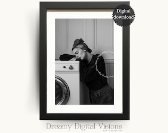 Dormido en la lavadora, decoración del lavadero, impresión divertida de lavandería, arte de pared de lavandería, impresión del lavadero, imprimible del lavadero