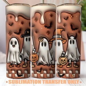 Sublimation Sheet for Halloween Ready to Press Heat Transfer Sublimation Transfer Wrap for Tumbler, 20oz Skinny Blank Tumbler Ghost Design