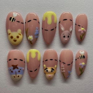Winnie The Pooh Press On Nails (Reusable) With Nail Glue