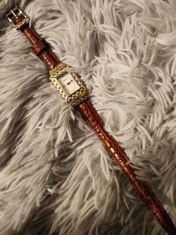 AVON | Reversible Brown and Black Leather Band - NEW Battery Brighton Alberta Watch Reversible Black Brown Leather Silver  main image 3