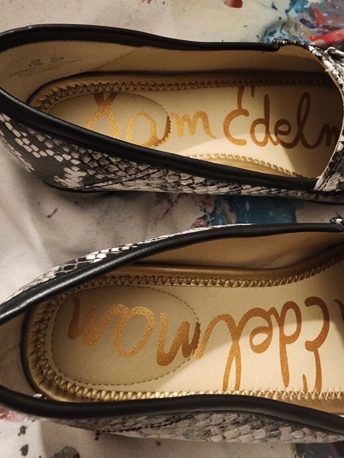 Rare SAM EDELMAN Lorenzo SNAKE Print Loafers Women's Shoes Size 6.5 Euc