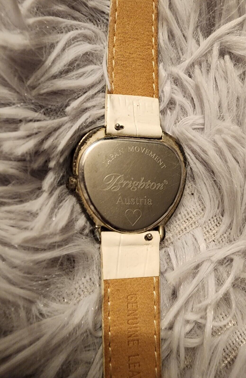VINTAGE Brighton AUSTRIA Crystal Heart Face Watch HTF White Leather No Battery Brighton Watch Face - Etsy main image 4