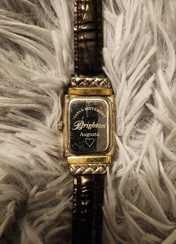 AVON | Reversible Brown and Black Leather Band - NEW Battery Brighton Alberta Watch Reversible Black Brown Leather Silver  main image 4