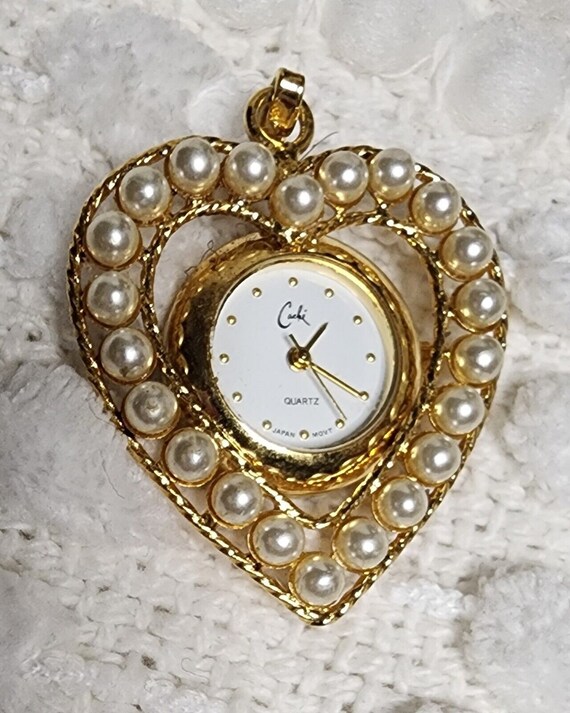 Elegant VINTAGE GoldTone Heart CACHI Pearl Endowed