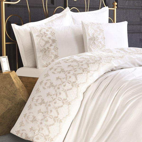Ottoman 6 Piece Luxury Bedding Set 200 cm x 220 cm, Luxury Boho Bedding, Cotton comforter Cover, Pillowcases, Home Decor, Duvet Bedding Set