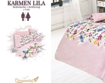 Parure de lit 4 pièces Renforce en coton 200 x 220 cm Karmen violet