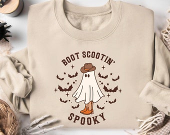 Boot Scootin' Spooky Sweatshirt, Halloween Shirts, Spooky Shirt, Funny Halloween Shirt, Halloween Gift Tees, Sarcastic Shirt, Boo Crew Shirt