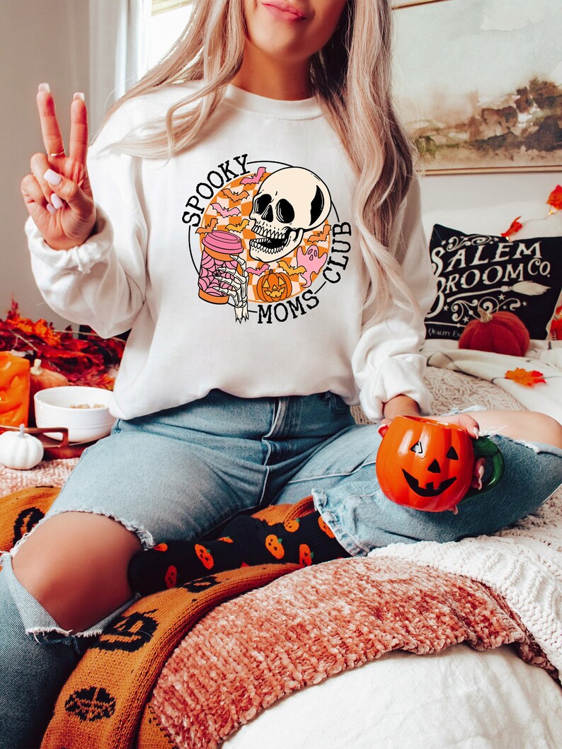 Spooky Moms Club Sweatshirt, Gift for Mom, Funny Mom Sweatshirt, Halloween Shirt, Funny Mom Gift, Spooky Mom Shirt, Spooky Season, Halloween image 1