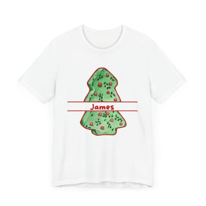 Green Christmas Tree Cake Name Personalized Unisex Jersey Short Sleeve