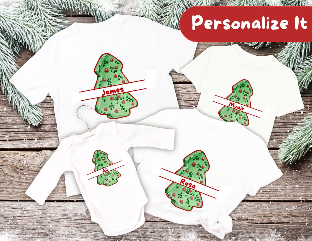 Green Christmas Tree Cake Name Personalized Unisex Jersey Short Sleeve
