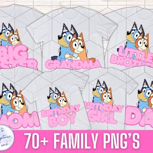 Camisetas PNG de cumpleaños con perro azul, naranja y letra rosa, descarga digital, diseño digital, camisetas para niños y adultos.