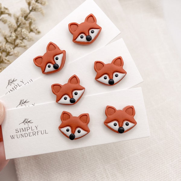Fox stud earrings, Fox clay earrings, Fall earrings, Fox earrings