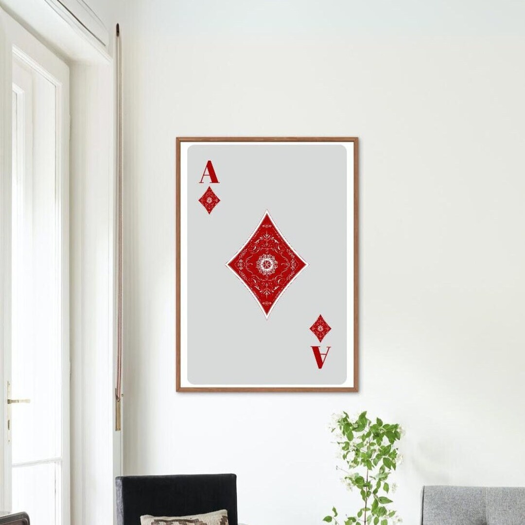Prosperous Ace Dark Red Wall Art Instant Print With Unique Etsy