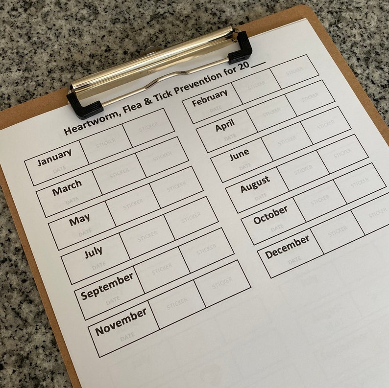 Printable Heartworm, Flea & Tick Prevention Medication Checklist for ...