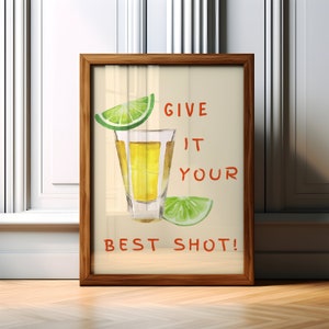 daj z siebie wszystko sztuka barowa, plakat z alkoholem, sztuka ścienna wózka barowego, plakat z tequilą, wydruk cyfrowy do pobrania, wystrój kuchni, mieszkanie studenckie