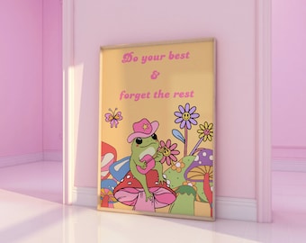 Retro Frog Art Print: Groovy Dorm Room Decor (Digital Download)