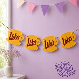 Luke's Diner Printable Banner | Gilmore Girls Party Decorations | Coffee Cup Garland | DigitalDownload | Gilmore Girls Birthday