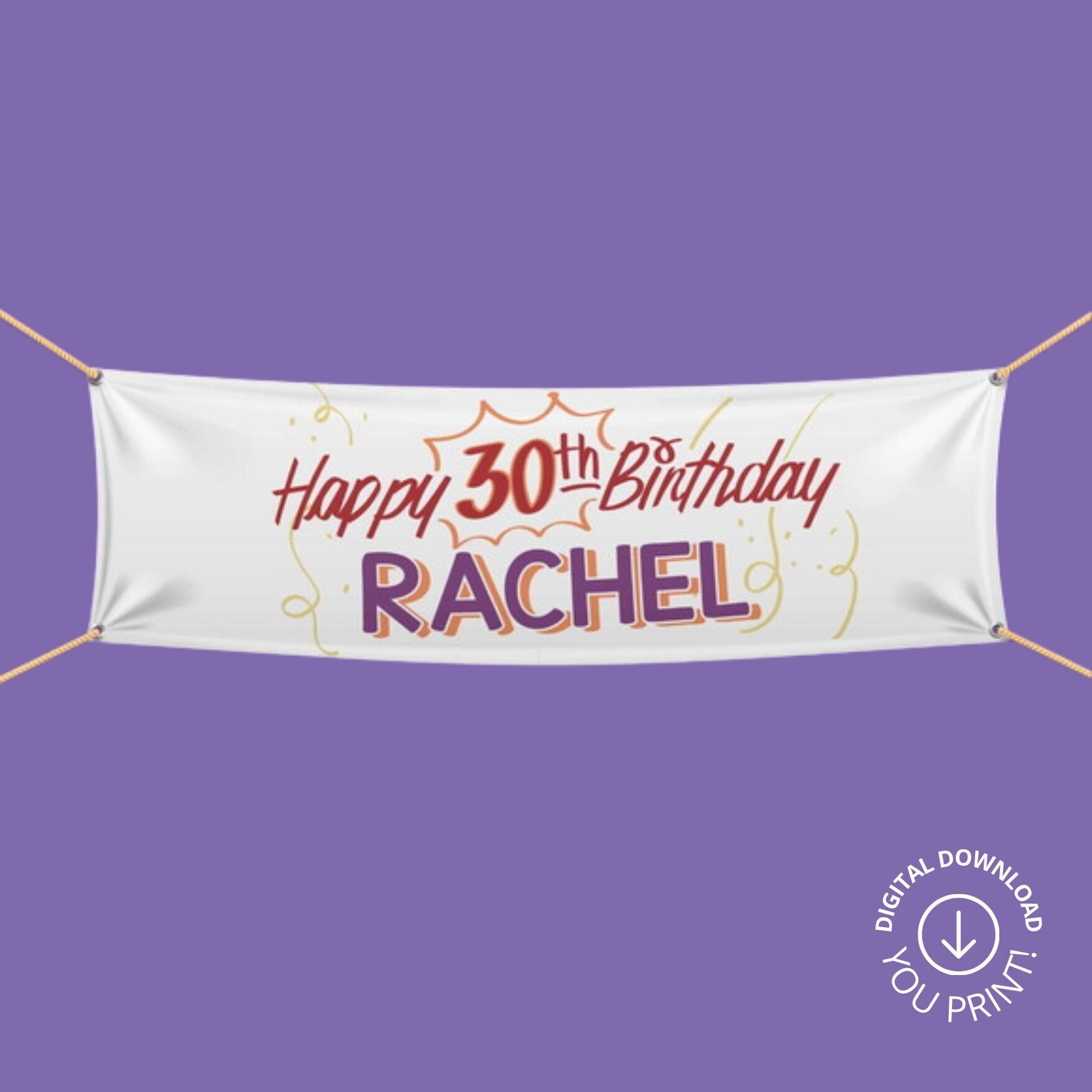 Rachel's 30th Birthday Banner – Friends Theme, Printable Party Decoration,  DIY Digital File - Etsy, image size:1755x1755