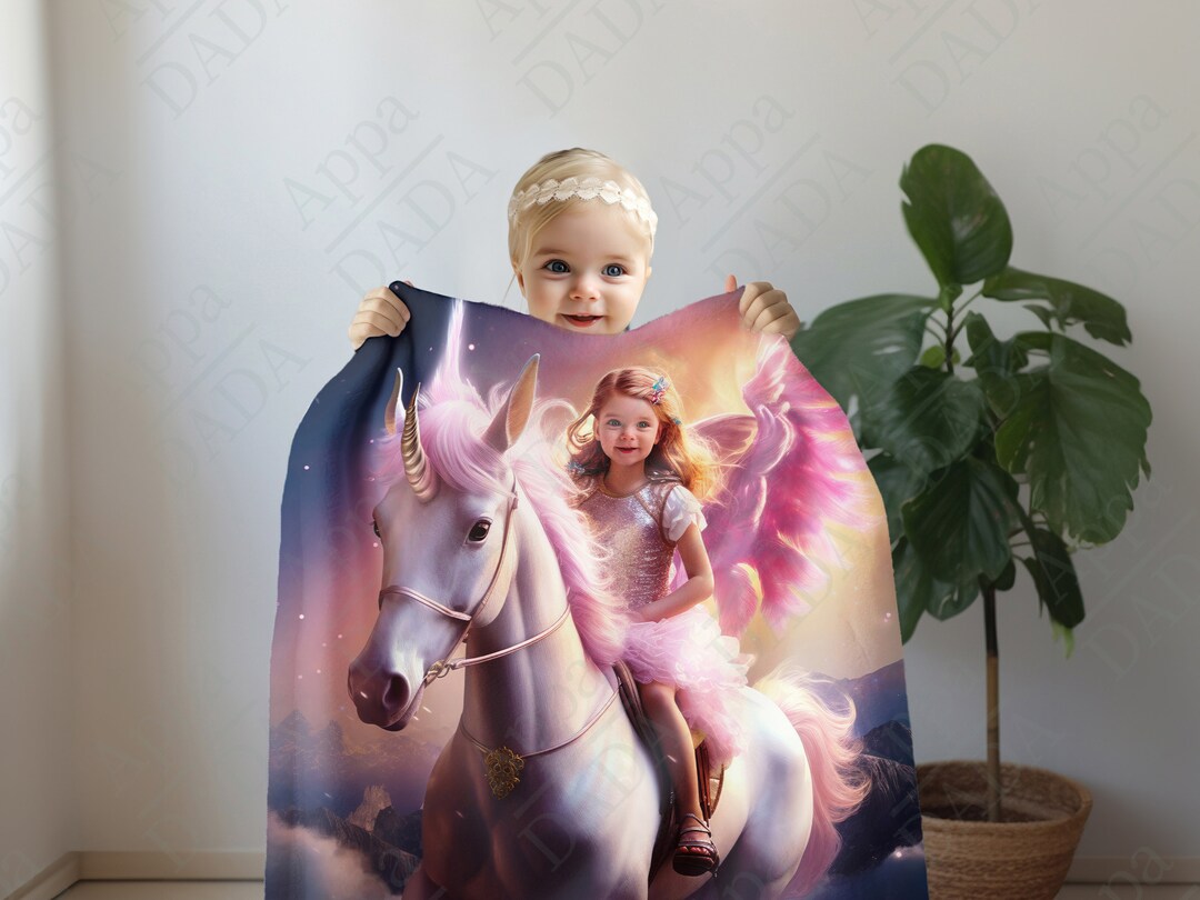 Personalized Throw Blanket Fleece Customized Unicorn Blanket Girl