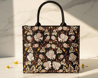 Handbestickte Cicera-Stofftasche - Blumenmuster, leichte handgemachte Tasche