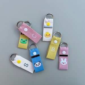 Personalized Embroidery Initial Tag, Name Tag, Custom Name Tag, Birthday Gift, Webbing Strap keychain