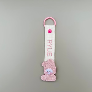Etichetta con nome ricamo personalizzata, Etichetta con nome orsacchiotto, Etichetta con nome coniglio, Etichetta con nome personalizzato, Regalo di compleanno, Cinghia in tessuto
