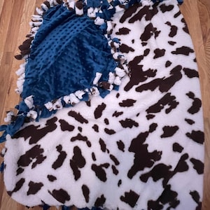 Cow Print Fleece Tie Blanket