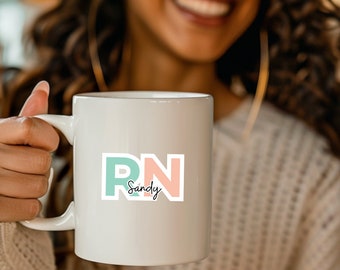 Personalized gift for RN ceramic Mug - Custom coffee mug Nurse Gift - Name Personalized Cup for Registered nurse ~ Nurse graduation present