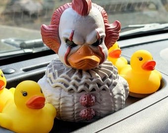 Hand Painted Pennywise Rubber Duck | Horror Duck | Jeep Ducking Game | Creepy Cute Collectible | Unique Horror Gift UV Coated