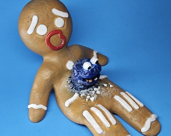 Gingerbread Man - Cookie Monster Alien Mashup! Xenomorph Funny Hand-Painted