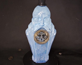 Old Man Winter Vigor Bottle – Hand Painted Fantasy Gaming Decor, Steampunk Alchemy Prop, Large  Collectible