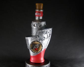 Ironsides Vigor Bottle – Hand Painted Fantasy Gaming Decor, Steampunk Alchemy Prop, Large  Collectible