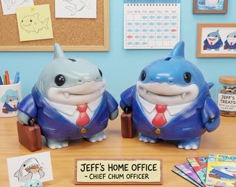 Shark Piggy Bank, Business Shark Funny Desk Decor Gift