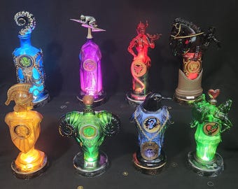 Botellas Vigor pintadas a mano: decoración para videojuegos, coleccionables de tamaño completo de 23 cm o más.