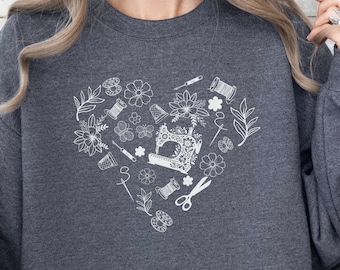 Sewing Heart Sweater Gift for Seamstress |Sewing Lover Shirt | Gift for Quilter Sweatshirt