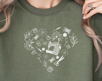 Sewing Heart Sweatshirt: Seamstress Gift, Wildflower Design