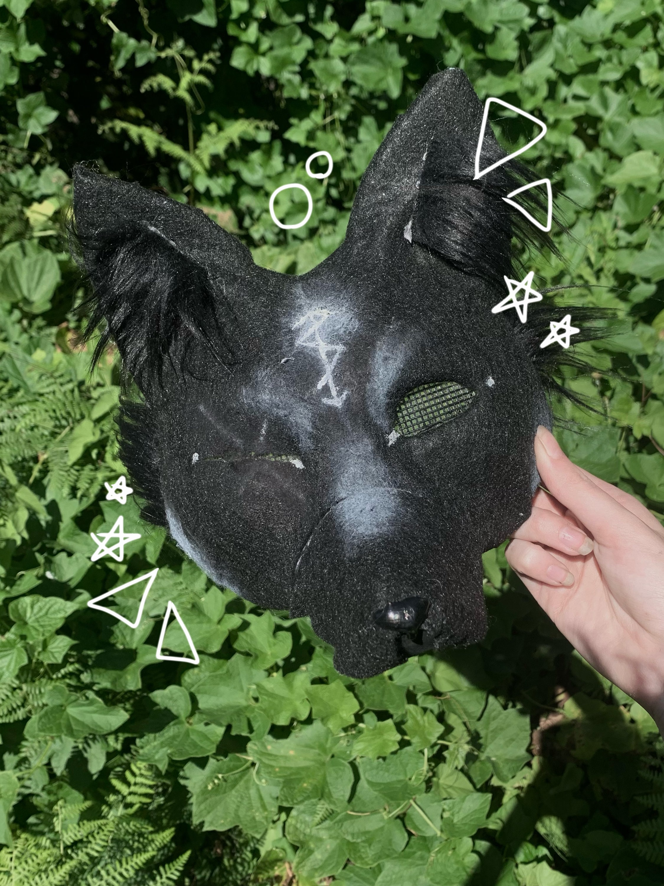 Black and white wolf Therian mask!!