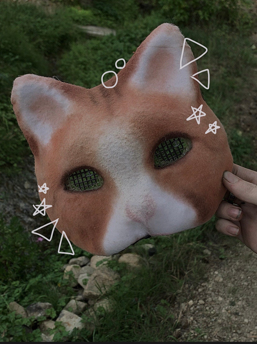 Hand Painted Felted Therian Cat Mask -  Denmark