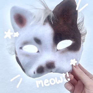 MAELSTROM 10Pcs White Cat Mask Cat Fox Mask Halloween Mask Costume for Kids  Adults Blank Mask for Holiday Party