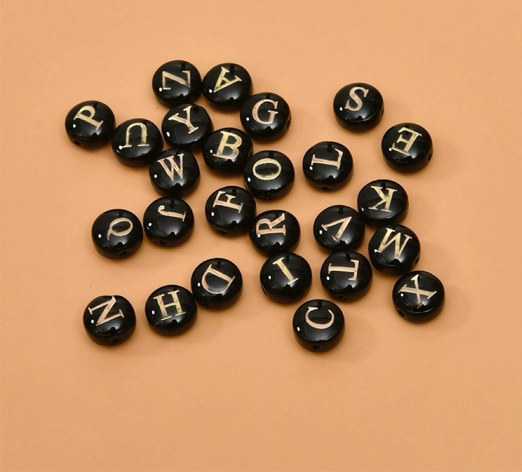 300 black alphabet beads