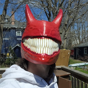 Carnage Daredevil mask cosplay. Venomized daredevil head replica prop.