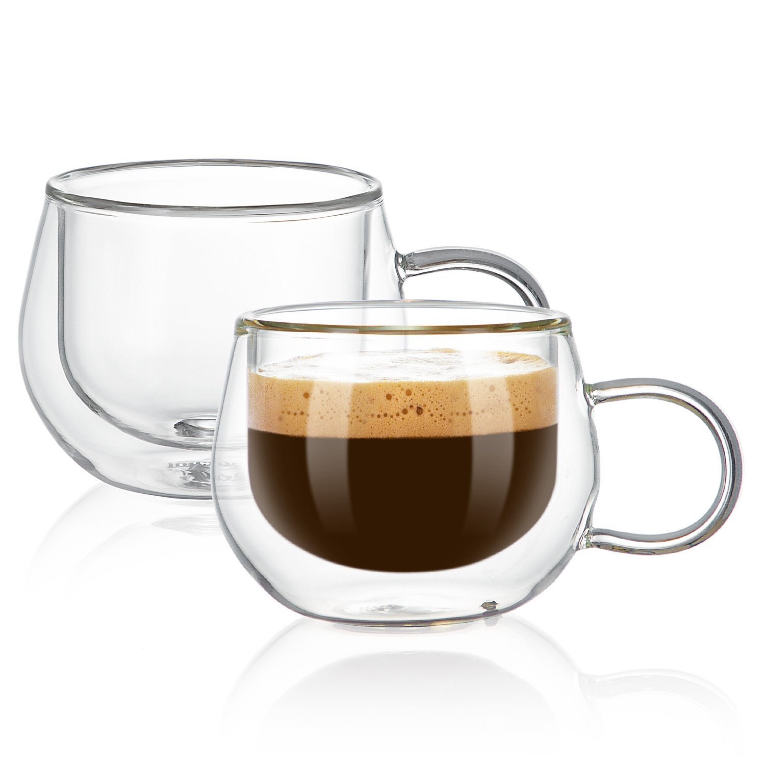 350 Ml Glass Espresso Cup With Lids Spoon-double Wall Insulated Clear Mugs  With Handle & Suspended Base Design-thick Expresso Coffee Cups